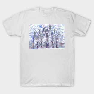 DUOMO,MILAN CATHEDRAL watercolor and ink painting T-Shirt